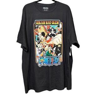 One Piece Straw Hat Crew Graphic T-Shirt Black Mens 2XL Anime Manga Luffy Zoro